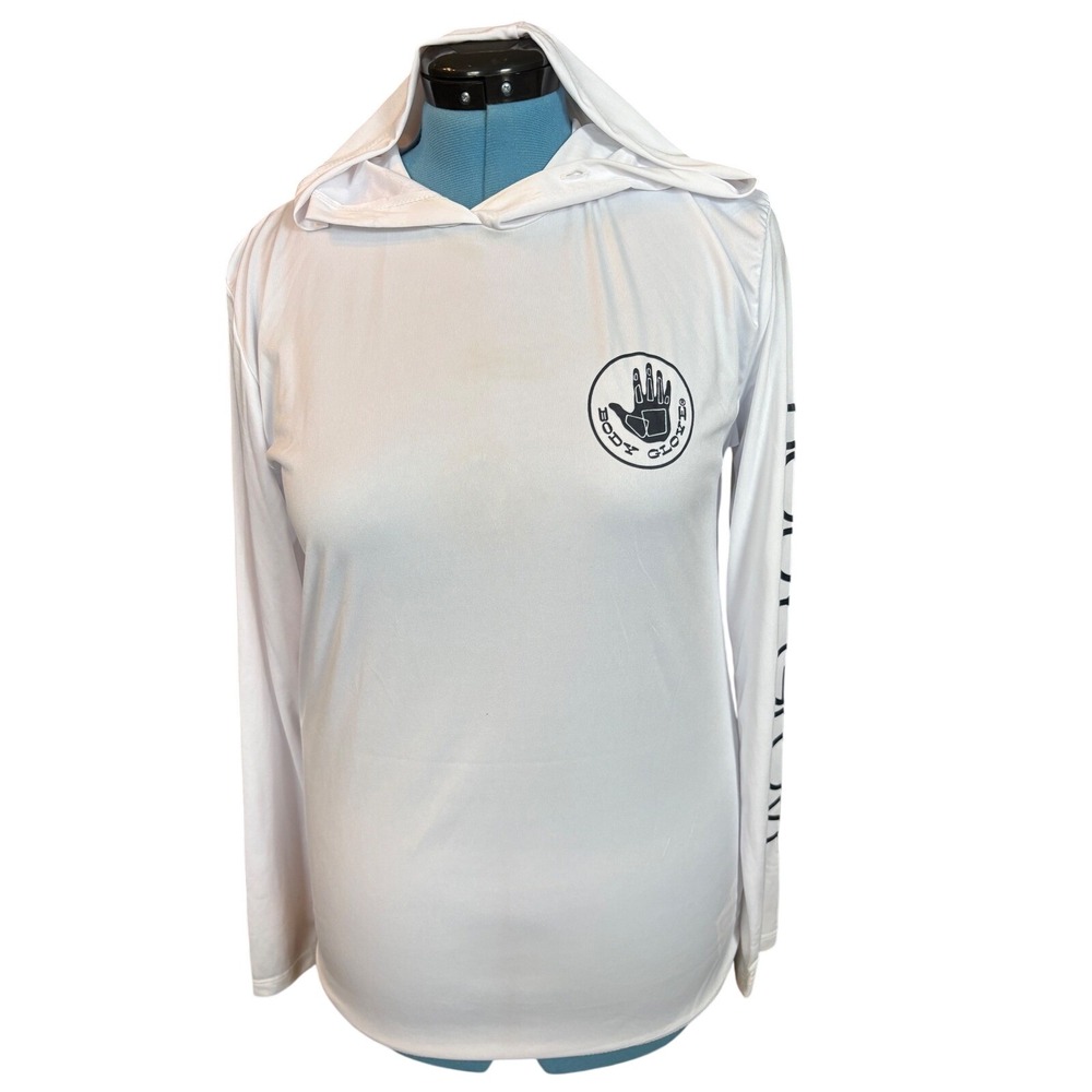Body Glove Mens White UPF 50+ Long Sleeve Sun Shirt Performance Hoodie Size Sm